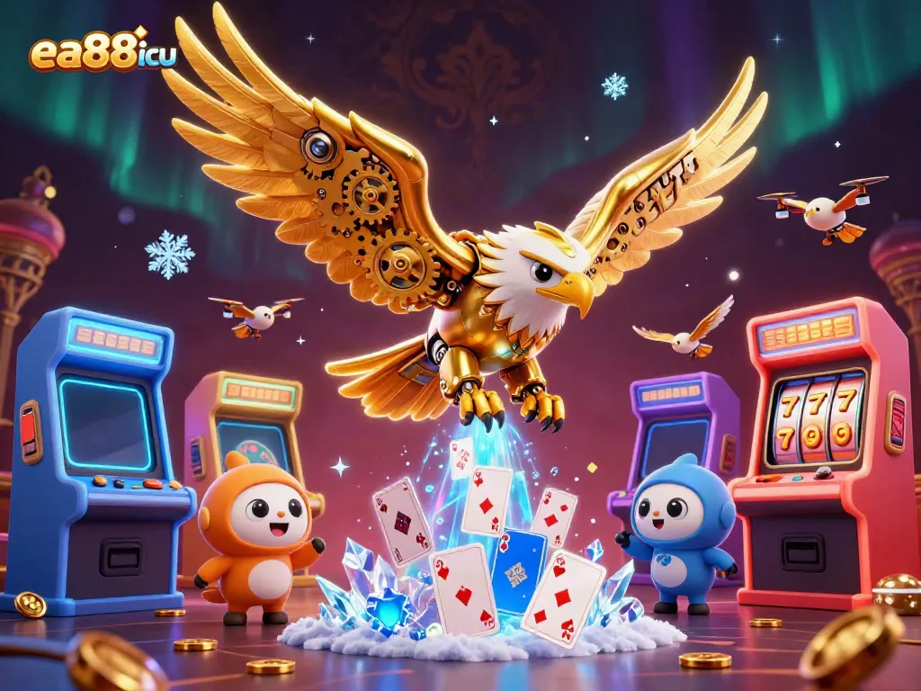 Experience luck and excitement at ea88 icu with the golden eagle diving through vibrant slot reels.