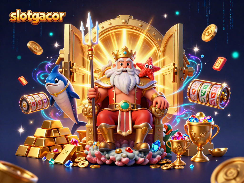 Experience the thrill of slotgacor with 3D characters under a magical casino setting.