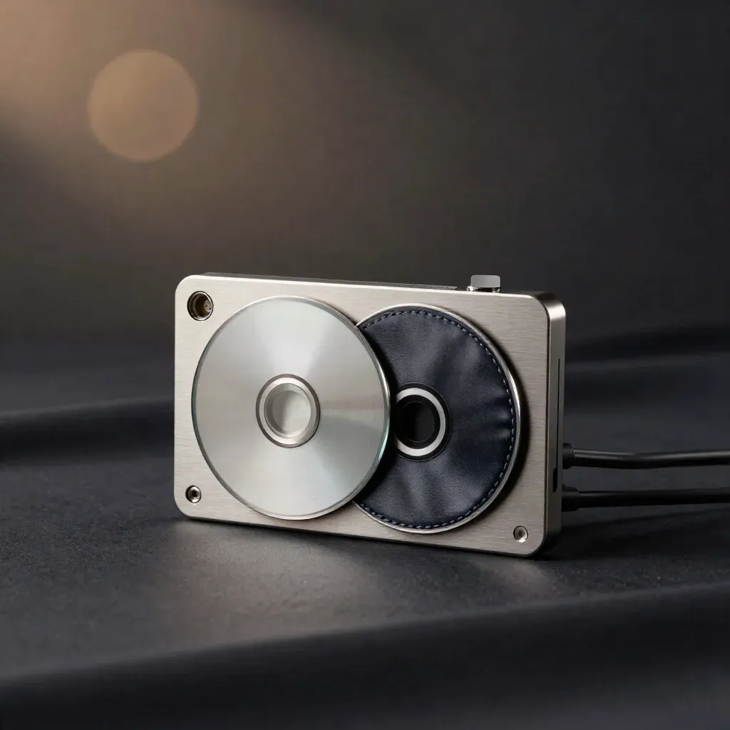 Brushed aluminum billing kit half-buried in charcoal fabric with cool rim light.