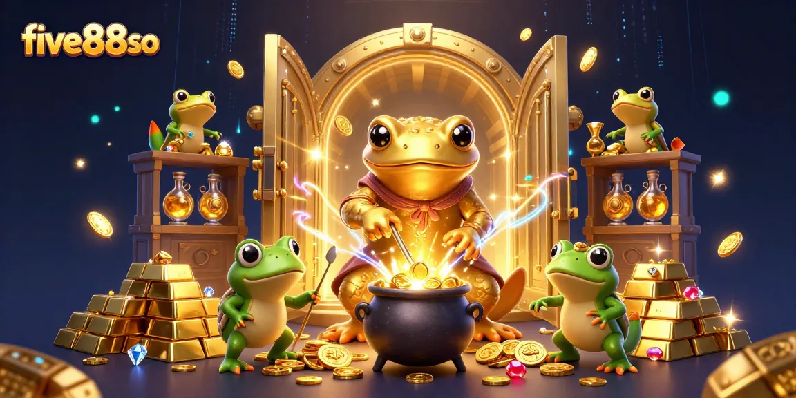 Experience the magic of five88so with vibrant golden treasures and charming characters in a captivating casino scene.